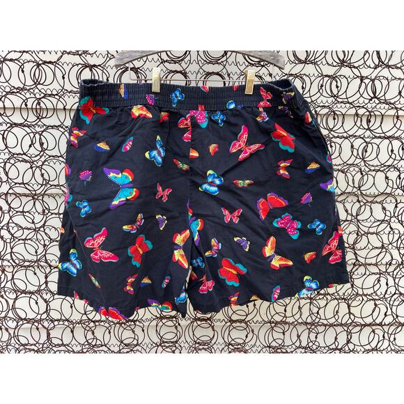 VTG Bechamel Butterfly All Over Print Button Up Blouse and Shorts Set Cotton 1X - Picture 4 of 11